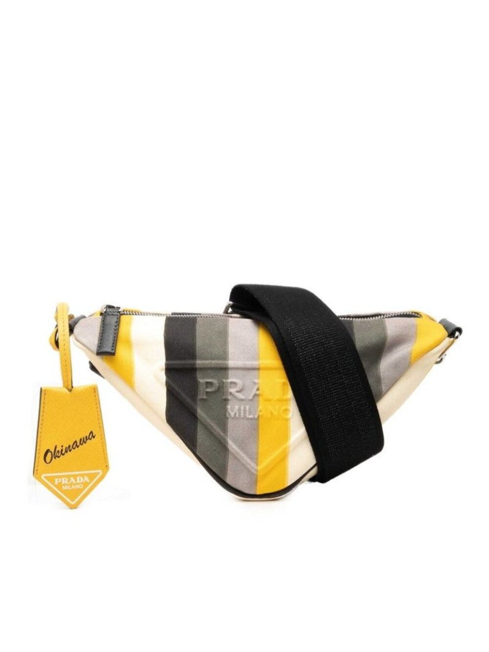 Prada Triangle Crossbody Shoulder Bag Multicolor Canvas Leather